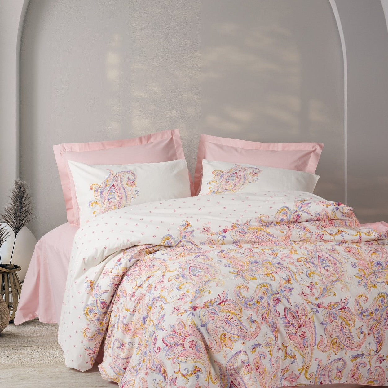 modaHu Bohem Serisi Çift Kişilik Nevresim Takımı Pembe