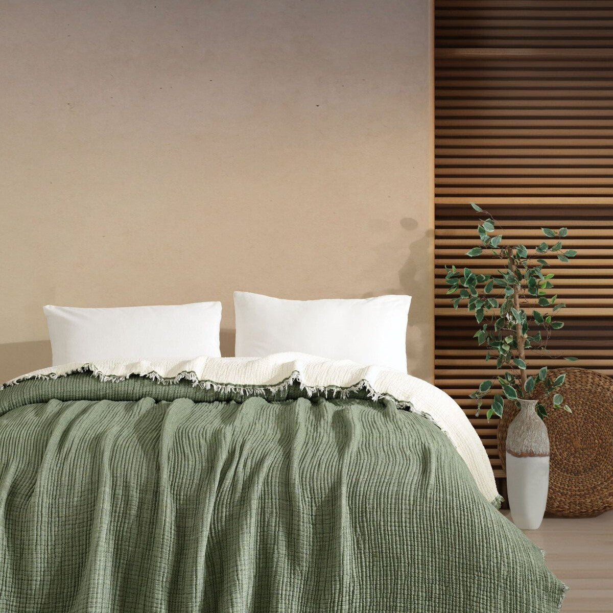 Tek Kişilik 5 Katlı %100 Pamuk Müslin Yatak Örtüsü