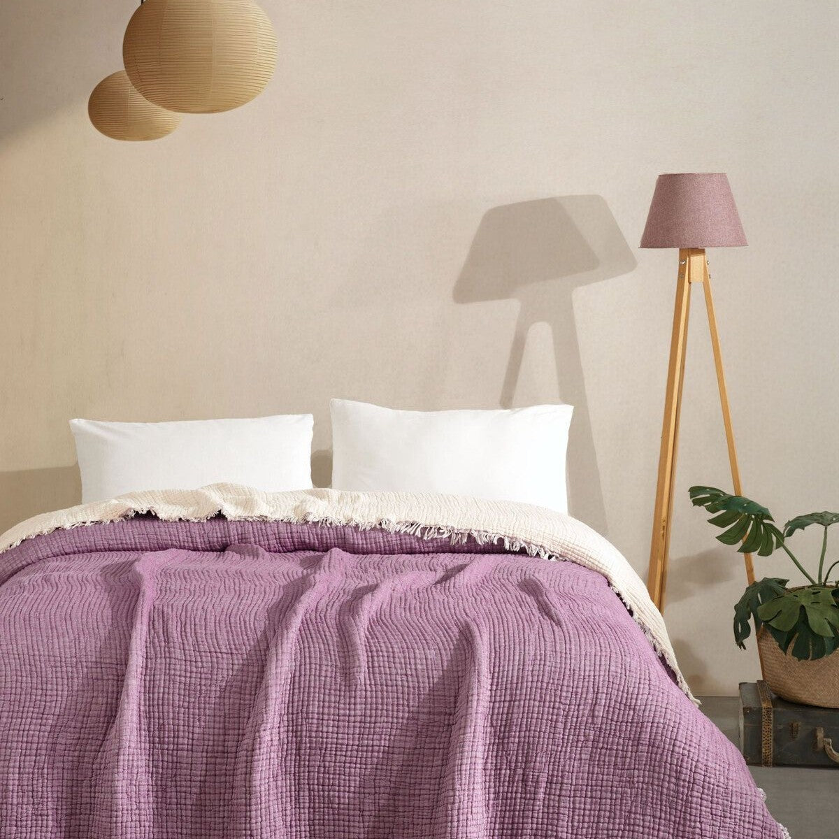 Tek Kişilik 5 Katlı %100 Pamuk Müslin Yatak Örtüsü